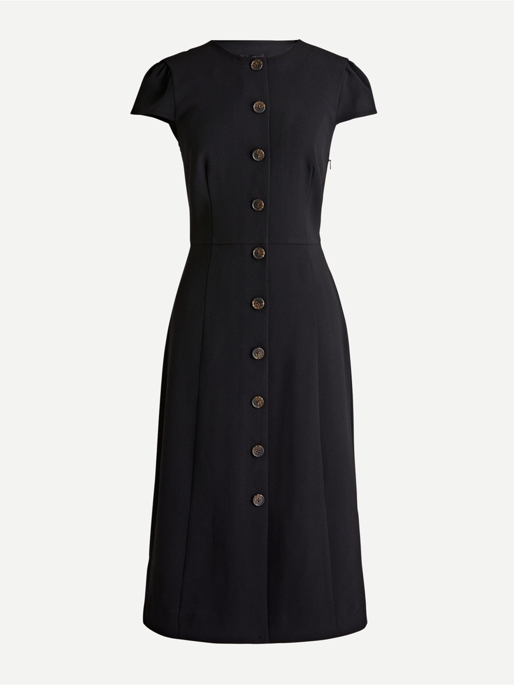J. Crew NWT Black Button Front Cap Sleeve Dress Sz 00 Classic Career Office